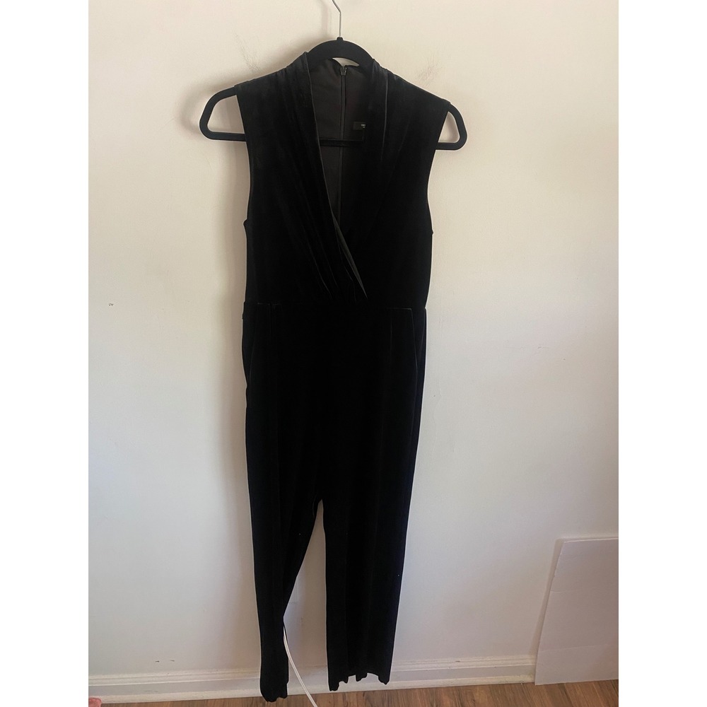 Simply Vera Vera Wang Womens XS Black Velvet Sleeveless Surplice Jumpsuit Formal